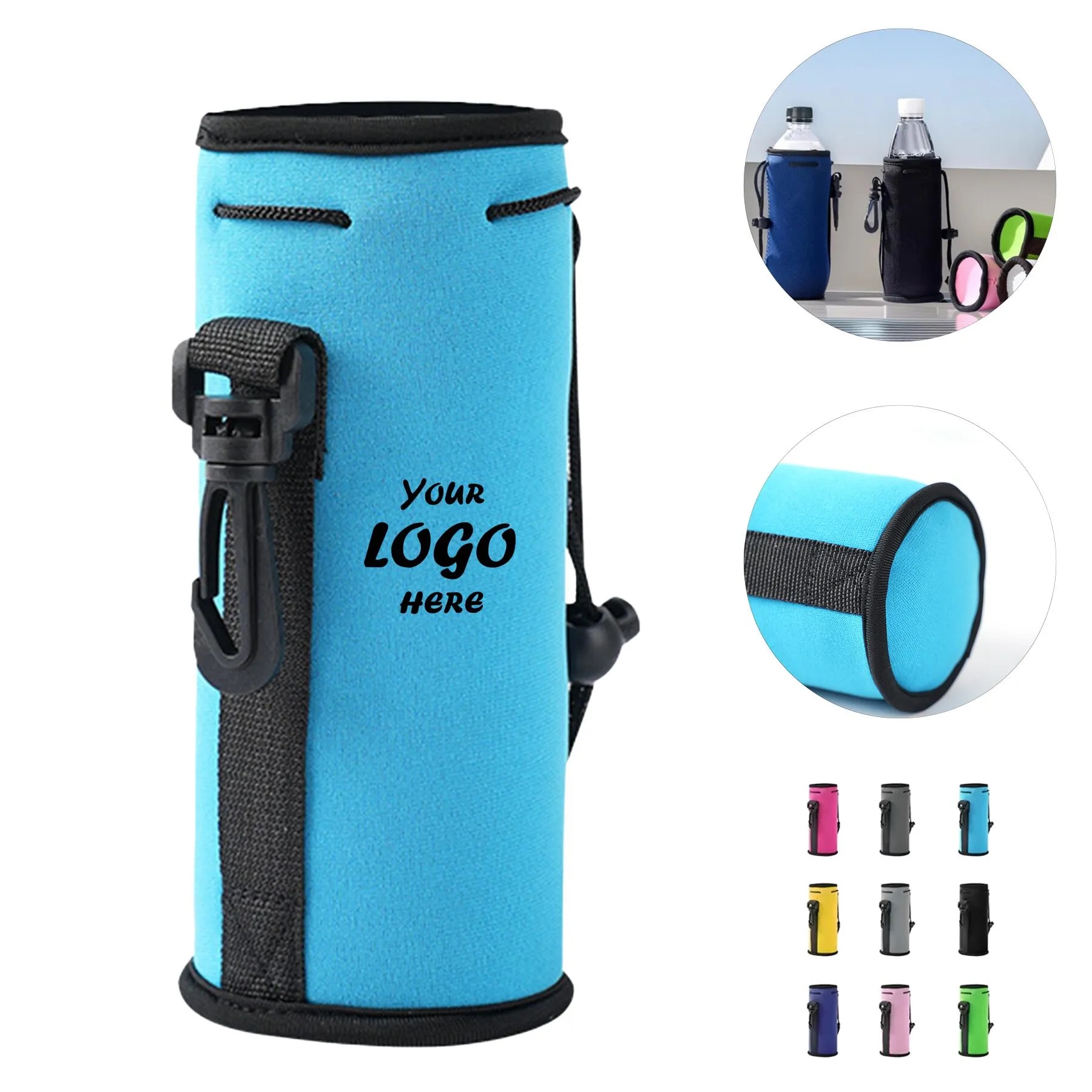 Neoprene Water Bottle Sleeve With Travel Strap