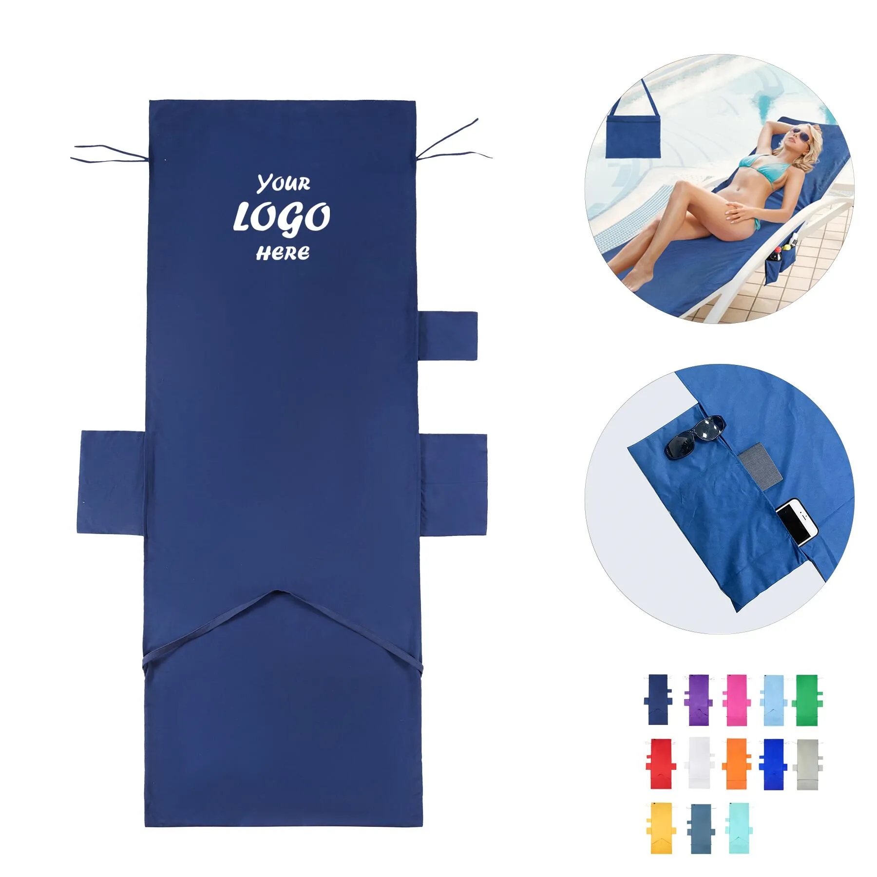 Oversized Beach Chair Towel Cover With Side Pockets