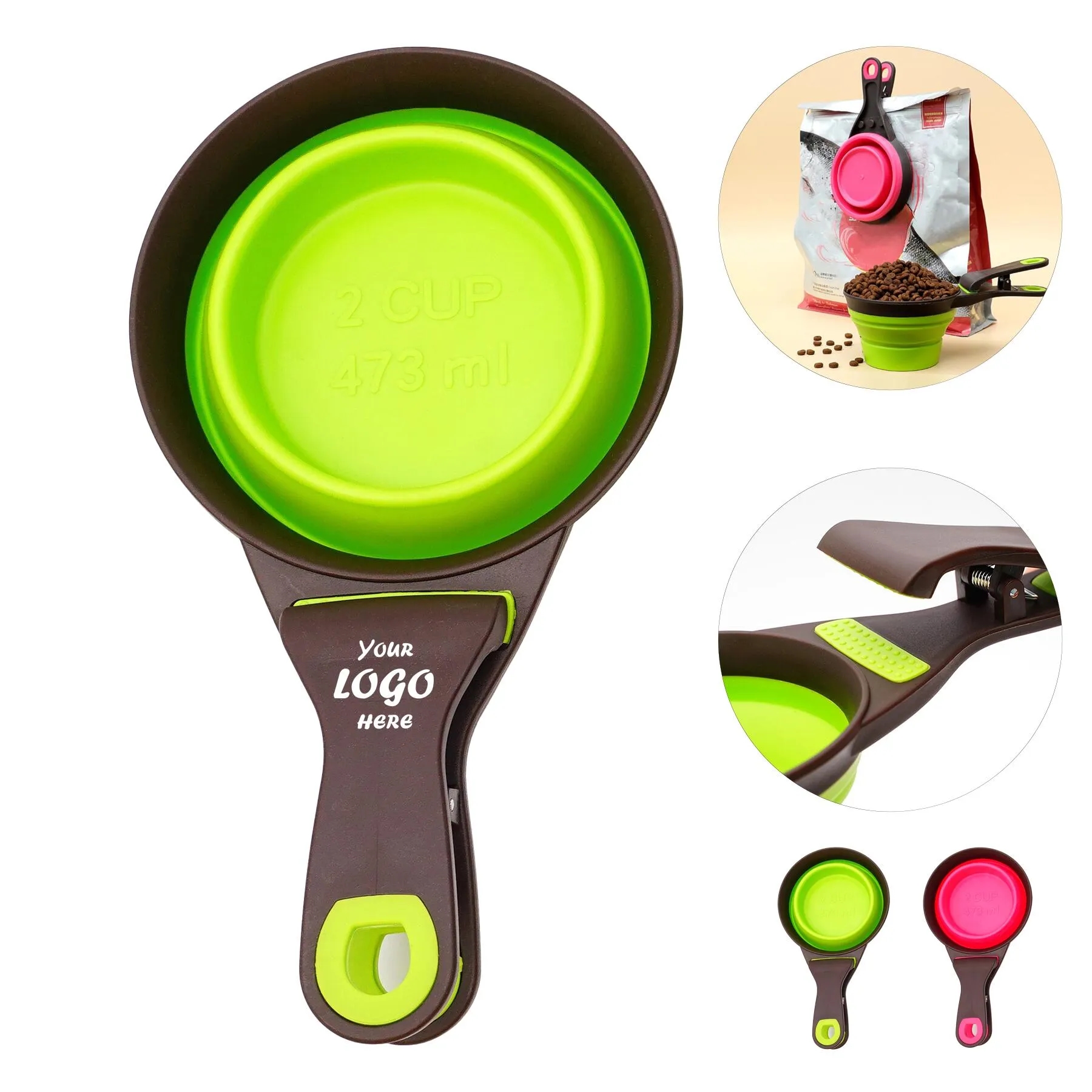 Foldable Silicone Pet Bowl Spoon With Sealing Clip