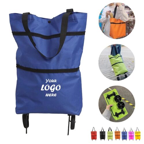 Collapsible Shopping Grocery Bag With Foldable Wheels