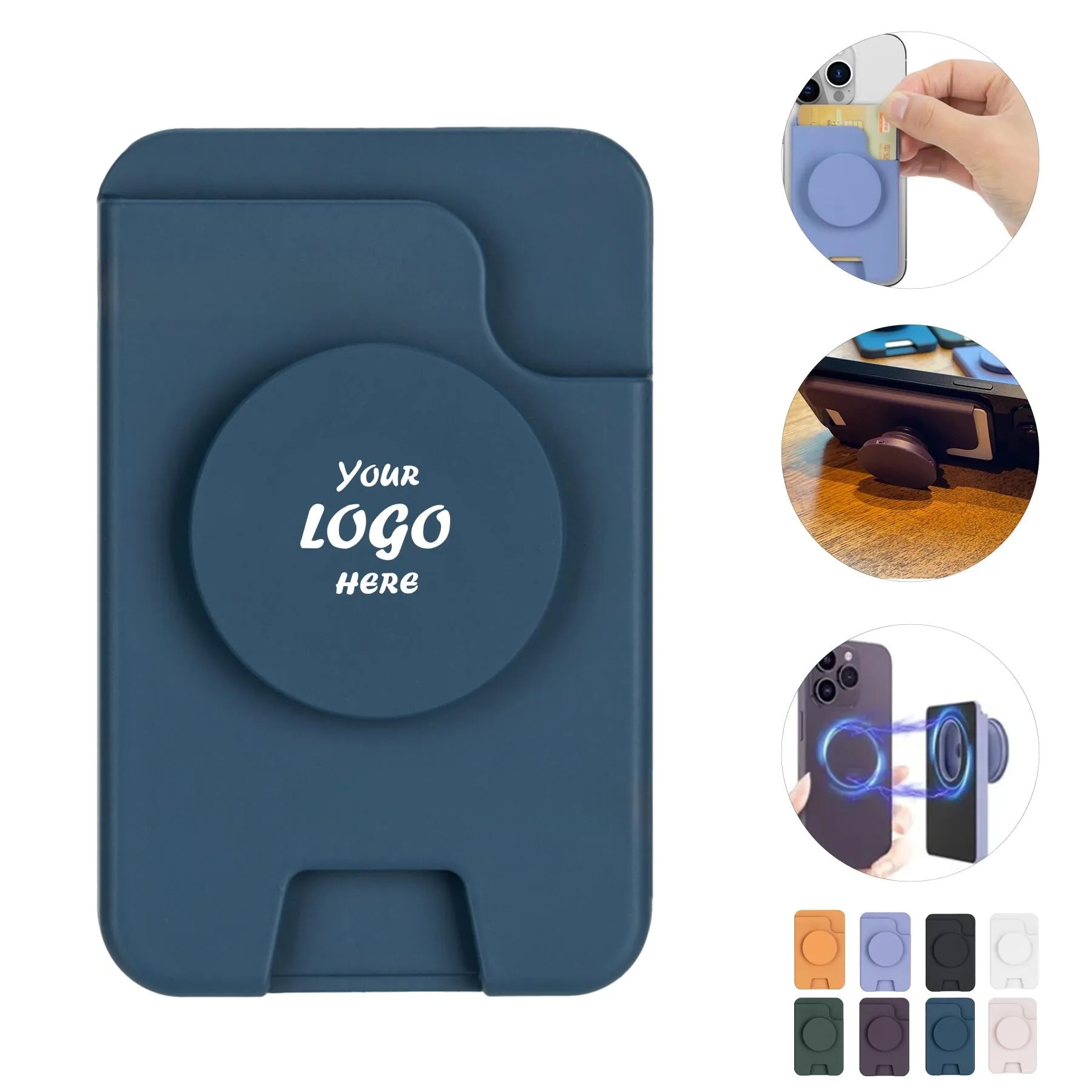 Magnetic Phone Wallet Grip With Slim Card Holder Stand