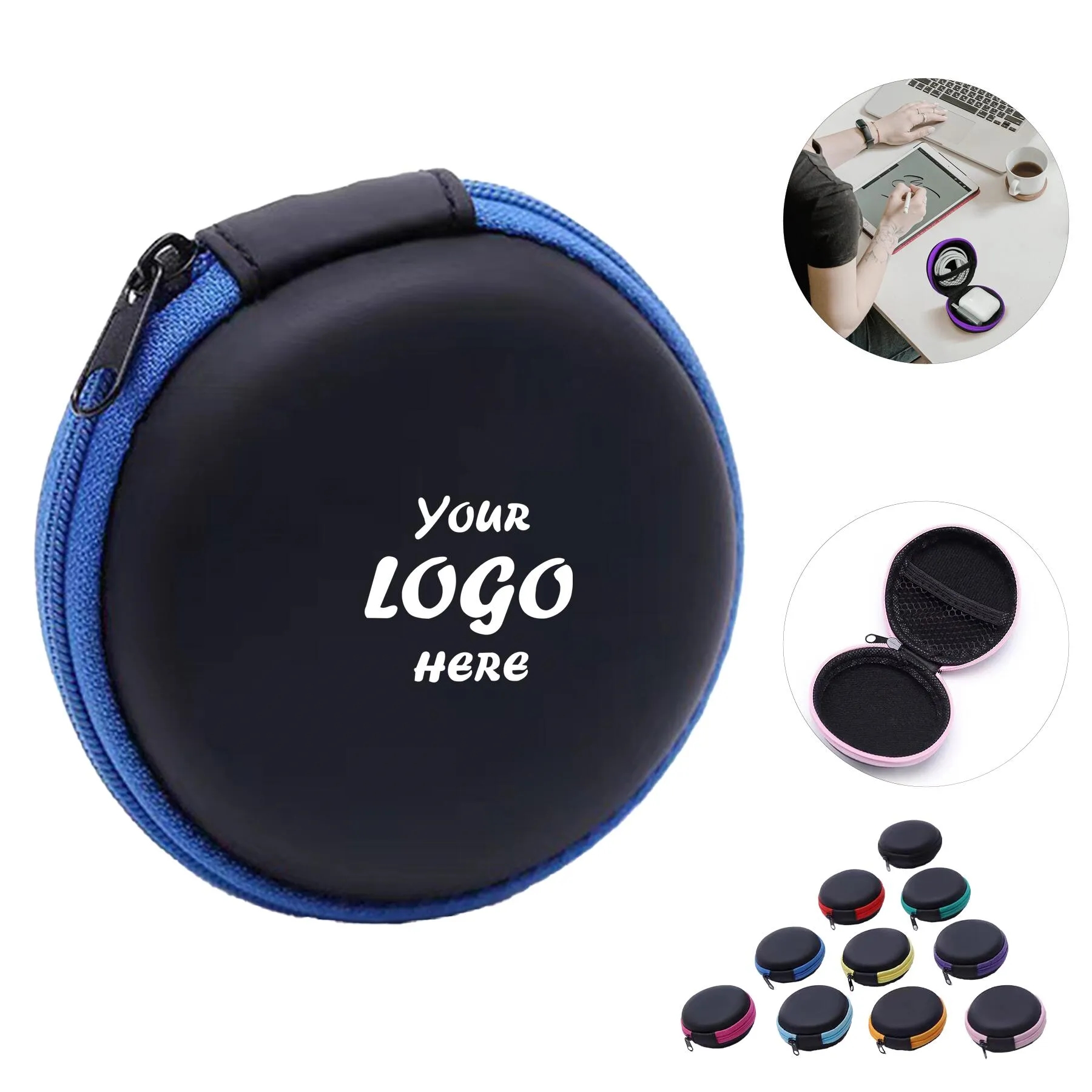 Protective EVA Earbud Carrying Case With Zipper