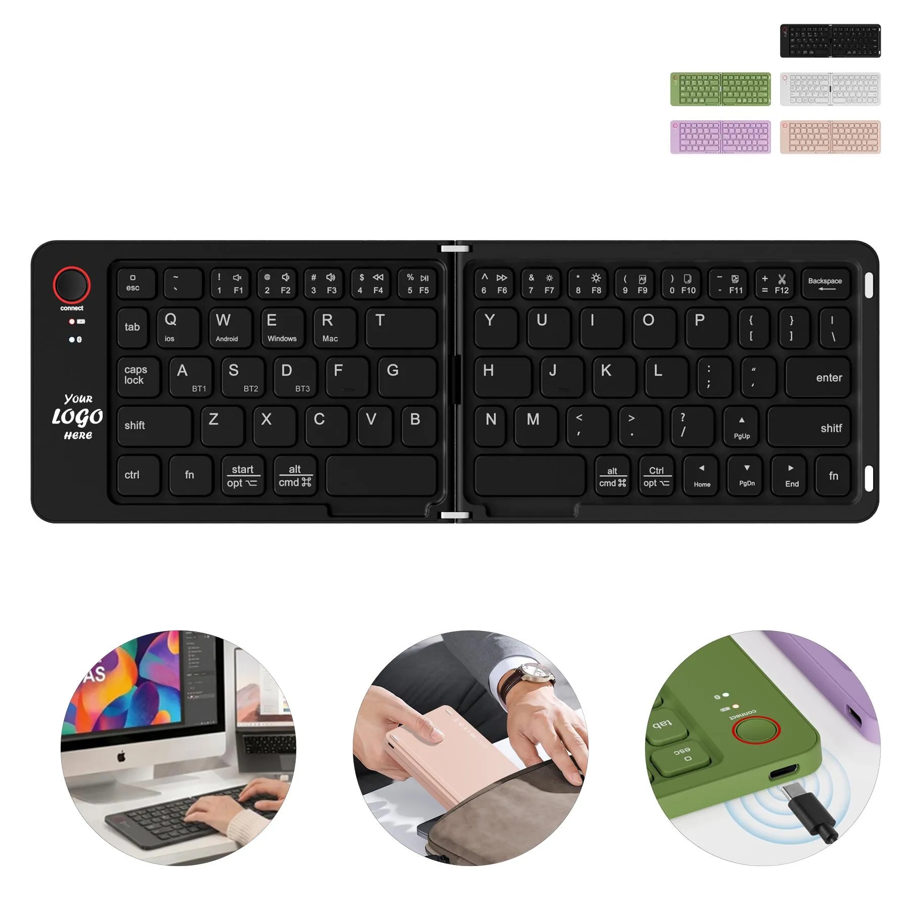 Ultra Slim Folding Bluetooth Keyboard For Mobile Work