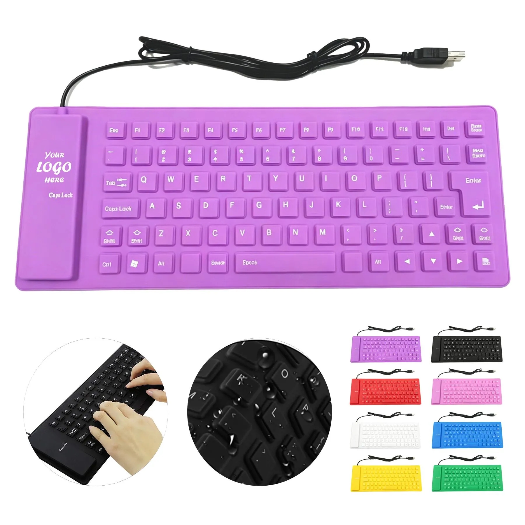 Roll Up Silicone Silent Keyboard For Computer Desks