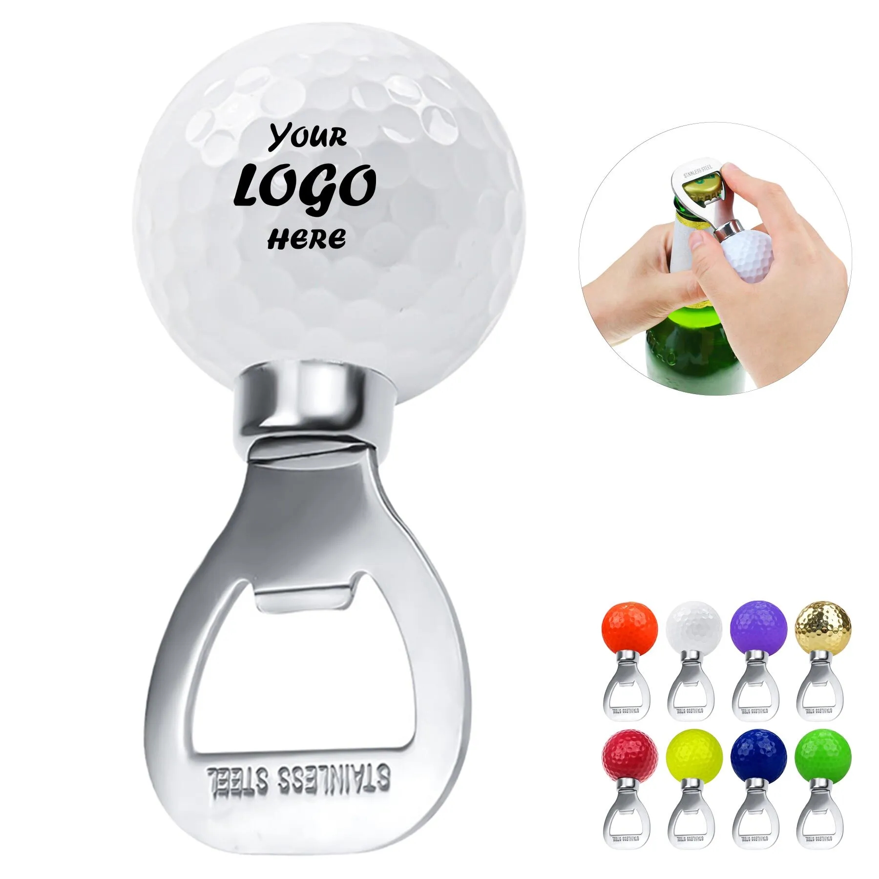 Golf Ball Bottle Opener With Stainless Steel Base Tool
