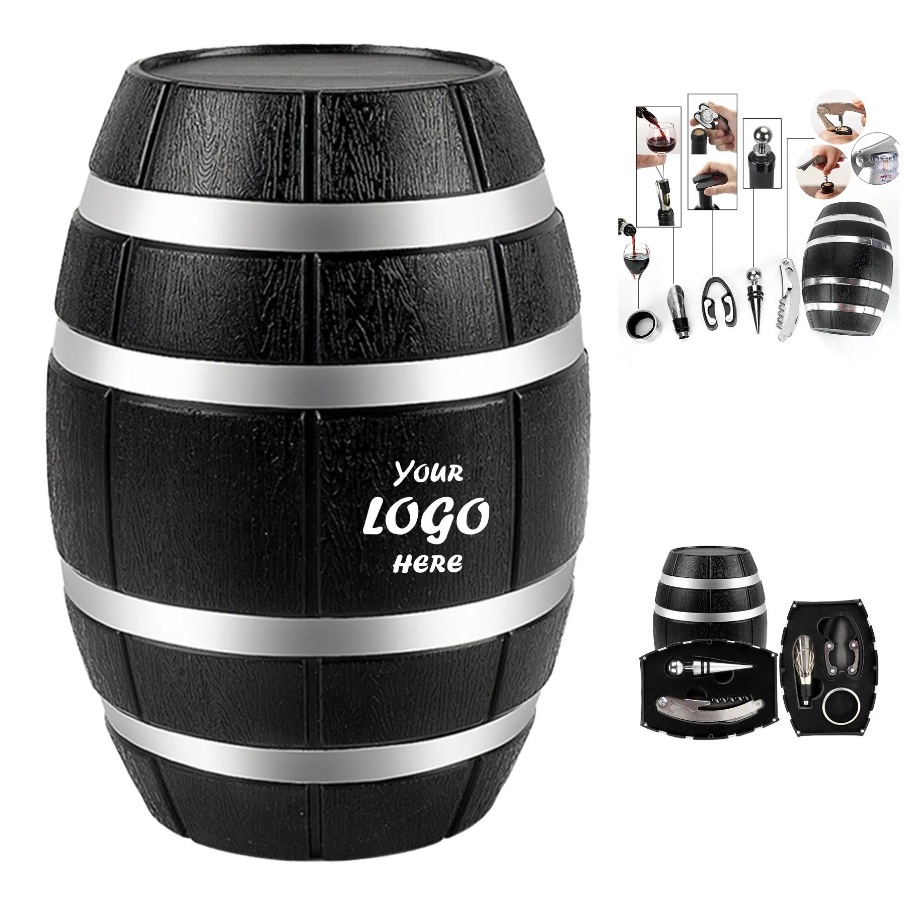 Barrel Shaped Wine Accessory Gift Set For Entertaining