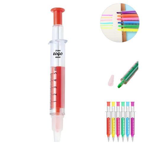 Syringe Shape Highlighter Pen For Healthcare Events