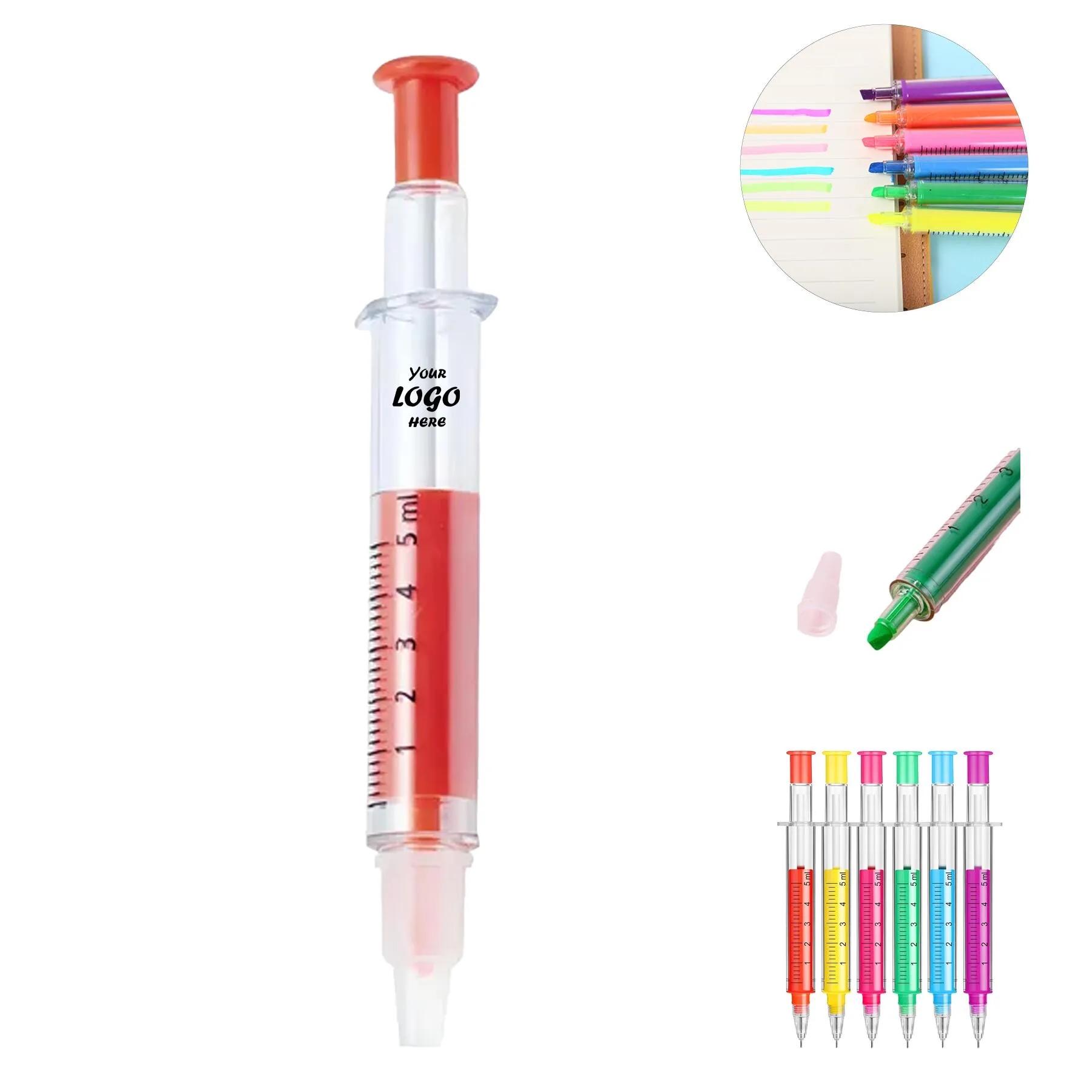 Syringe Shape Highlighter Pen For Healthcare Events