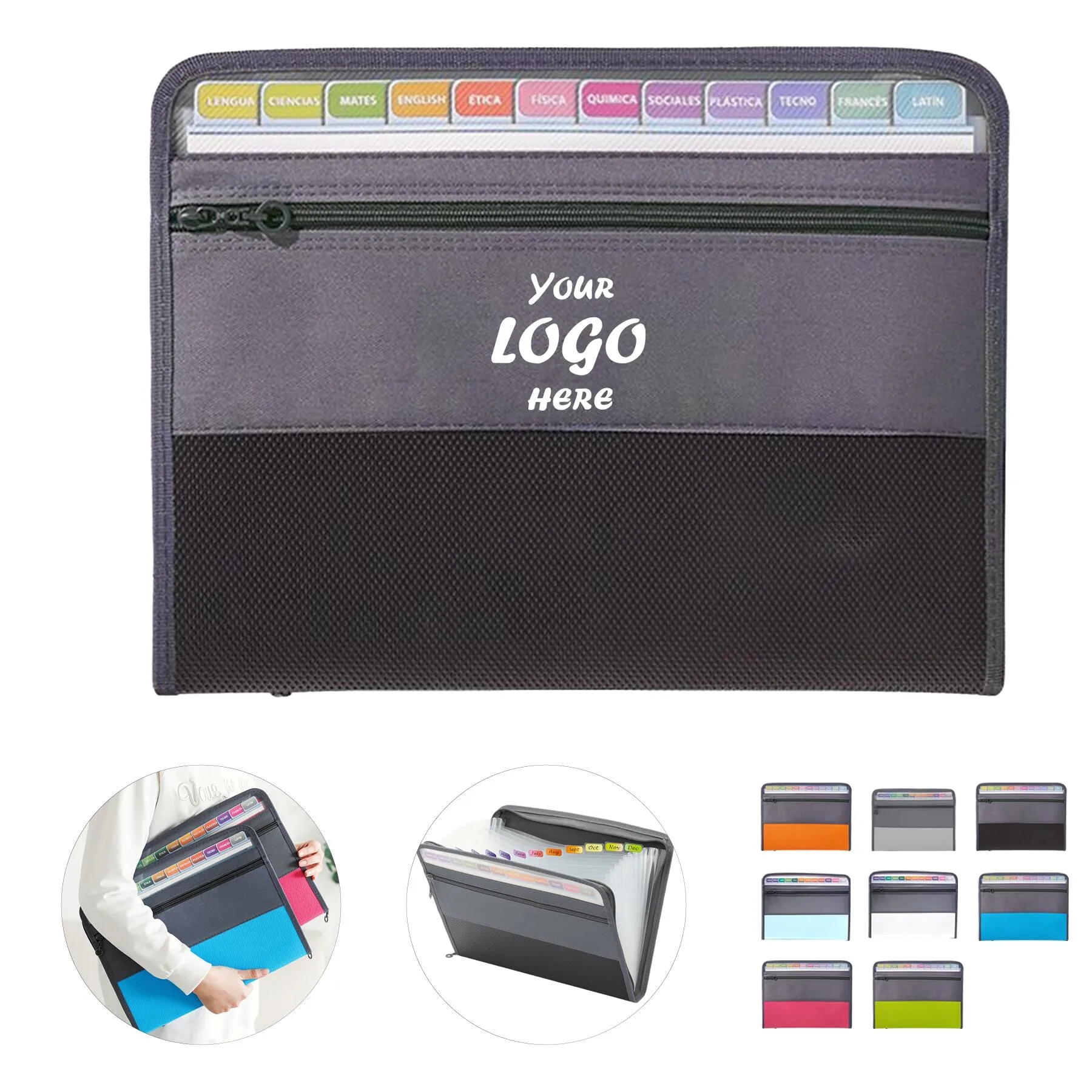 Expandable Zipper Document Folder With Carry Strap