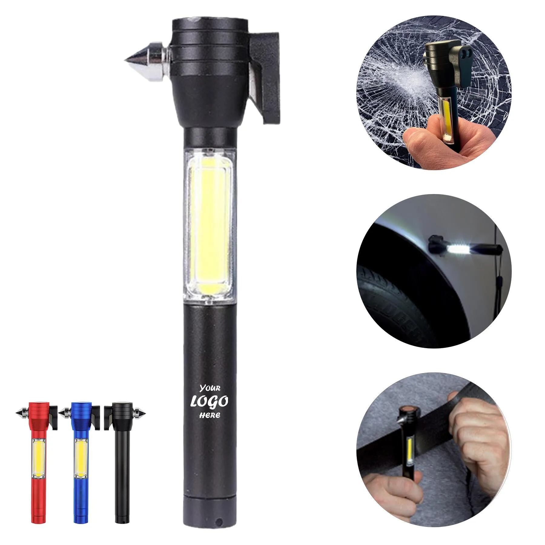 COB Flashlight Emergency Safety Tool With Car Cutter