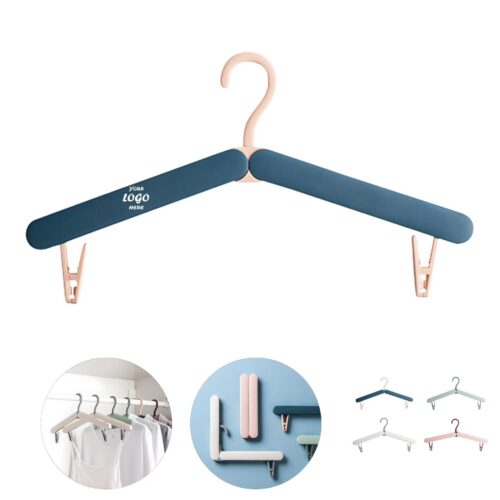 Compact Folding Travel Clothes Hanger With Hidden Clips