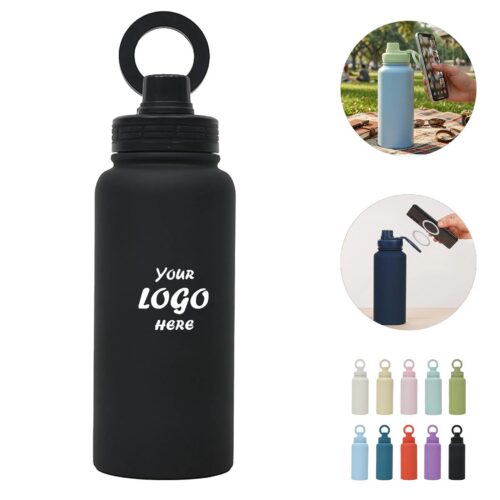 34 Oz Insulated Water Bottle With Magnetic Phone Holder