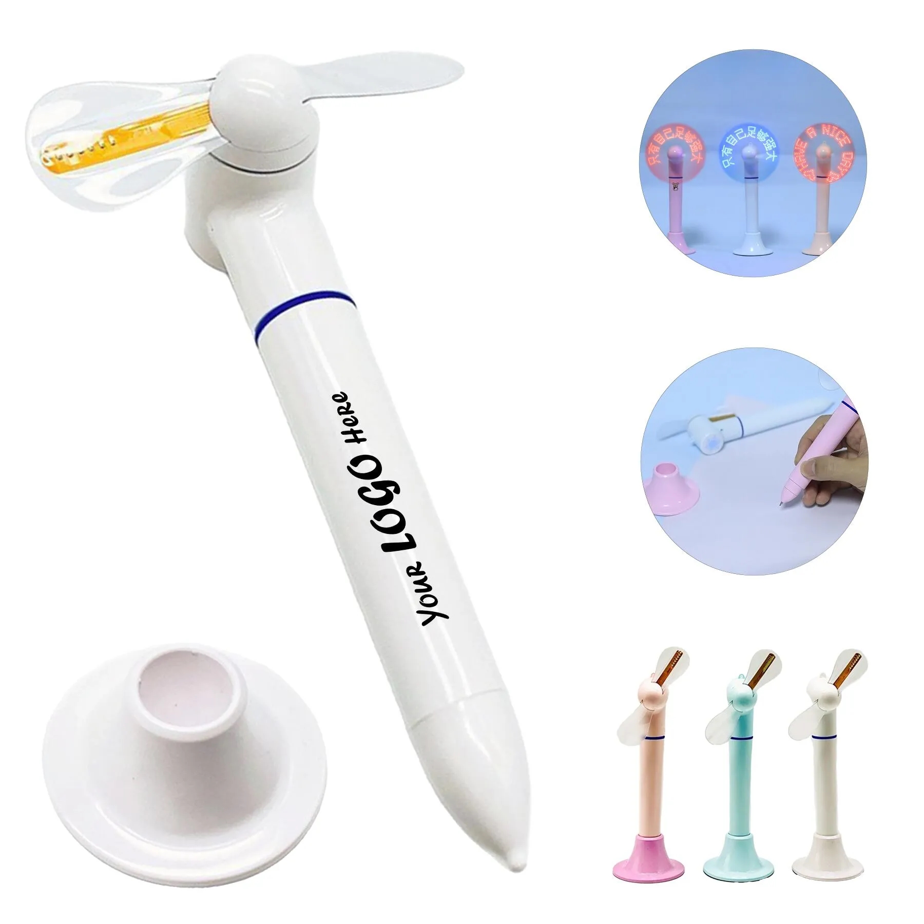 LED Message Desktop Fan Pen With Custom Light Text