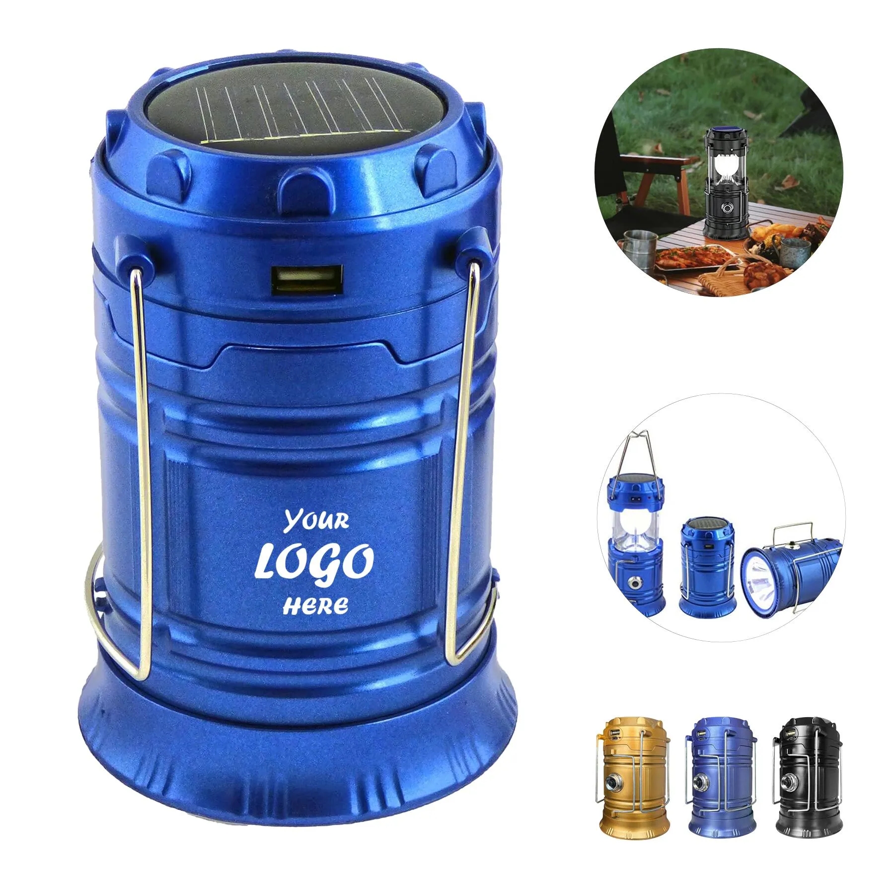 Collapsible Solar LED Camping Lantern And Flashlight