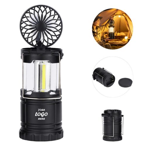 Hanging LED Camping Fan Lantern For Tent Cooling
