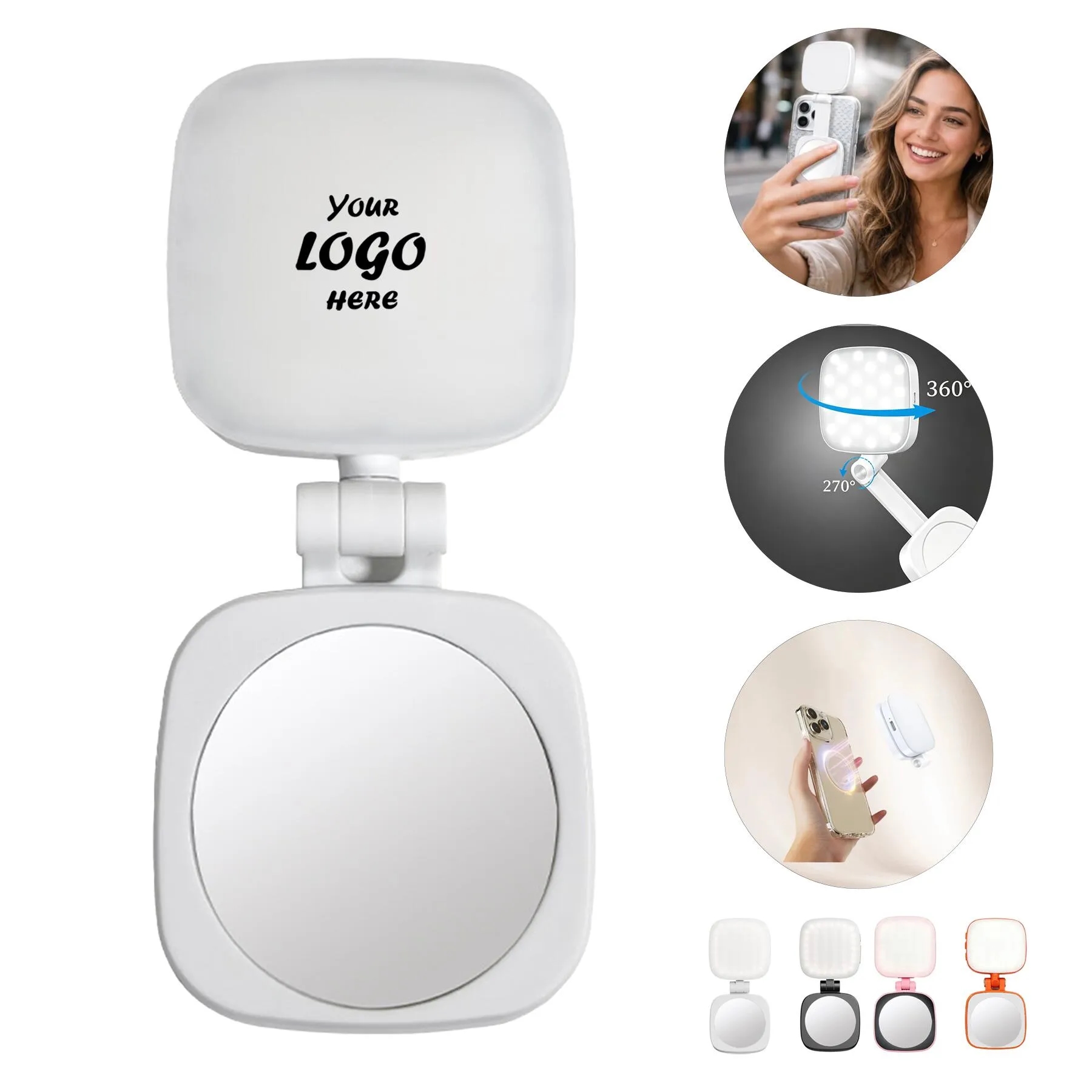 Magnetic Rechargeable Phone Ring Light With Mirror