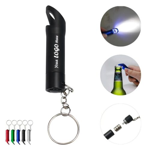 Aluminum LED Keychain Flashlight With Bottle Opener