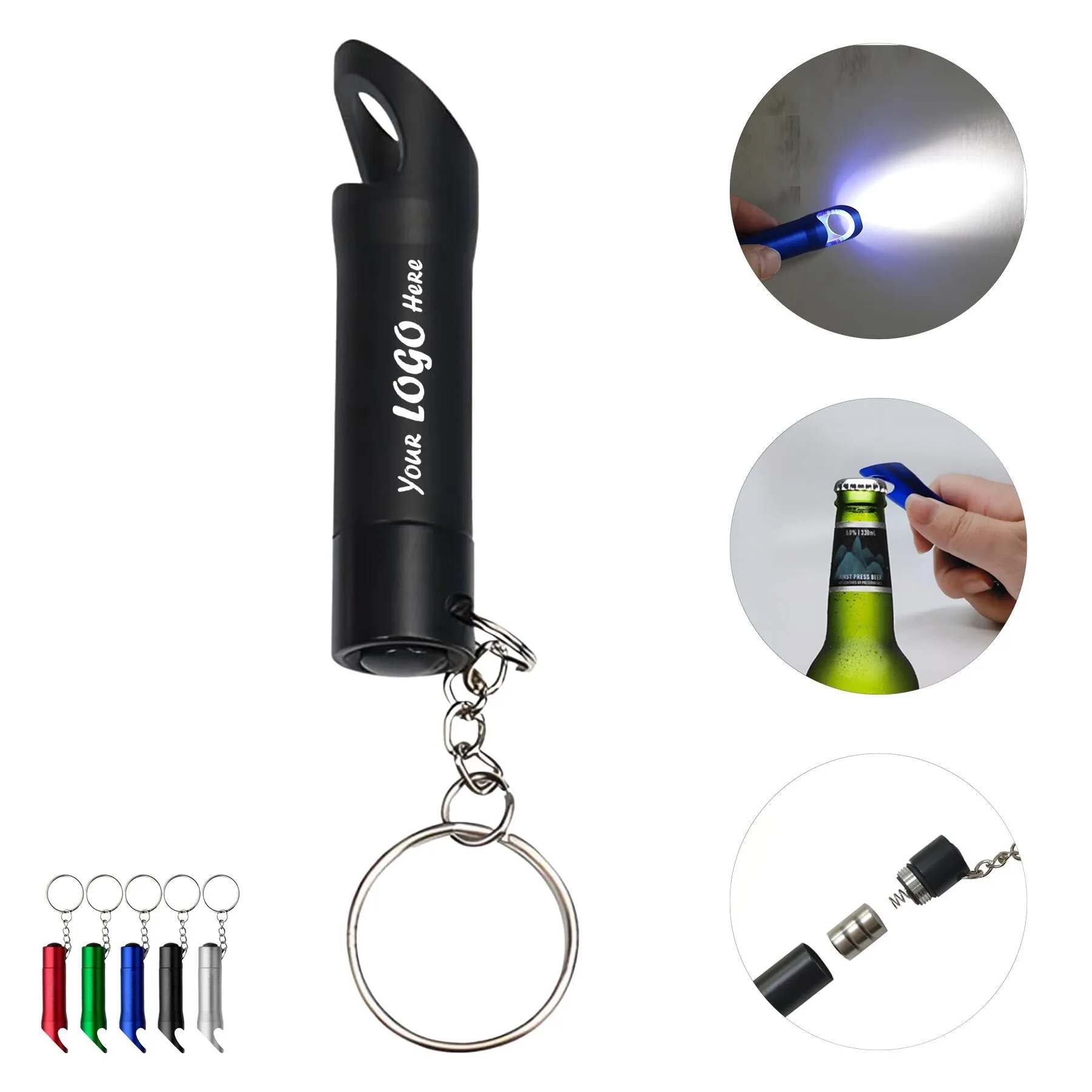 Aluminum LED Keychain Flashlight With Bottle Opener