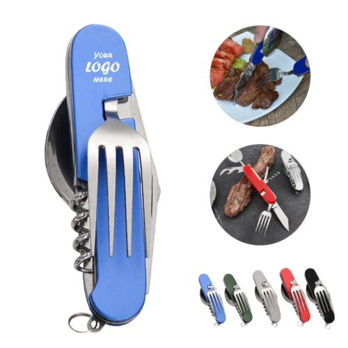 Portable Foldable Stainless Steel Cutlery Set With Opener