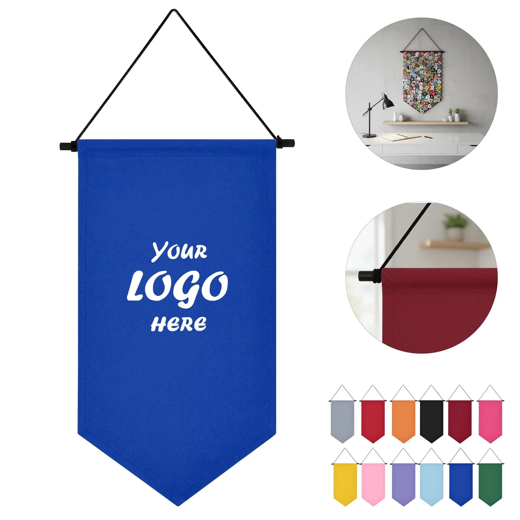 Custom Canvas Pennant Banner With Easy Hanging Cord