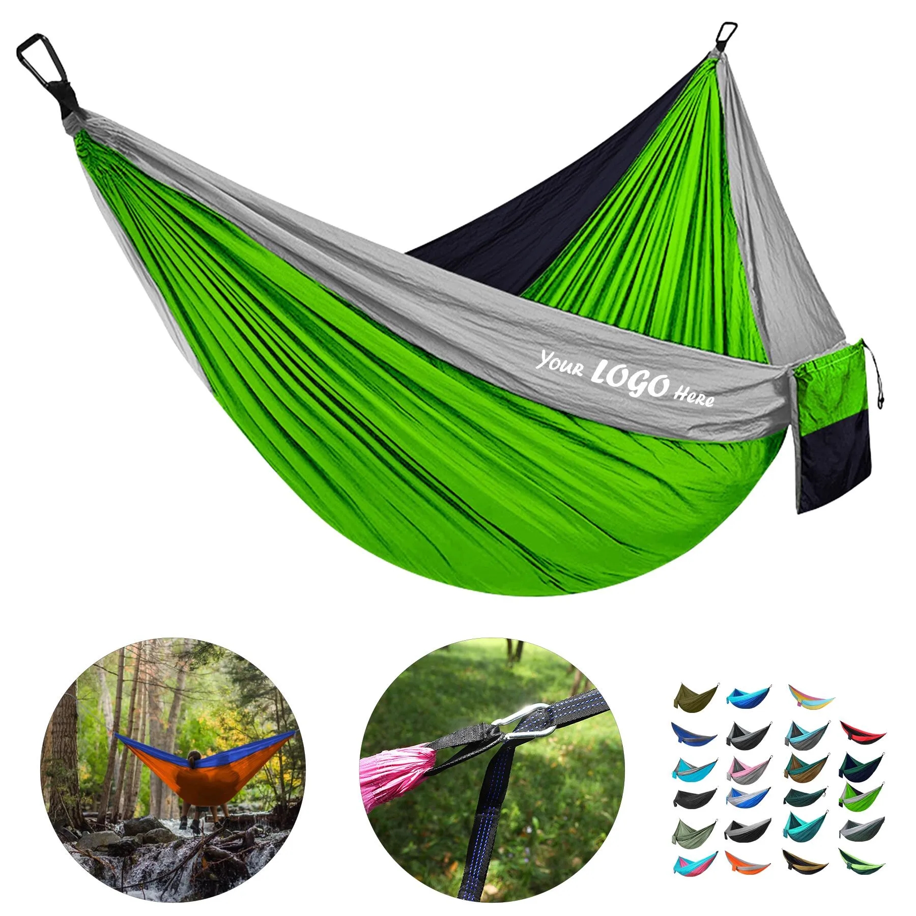 Two Person Parachute Nylon Travel Camping Hammock Kit