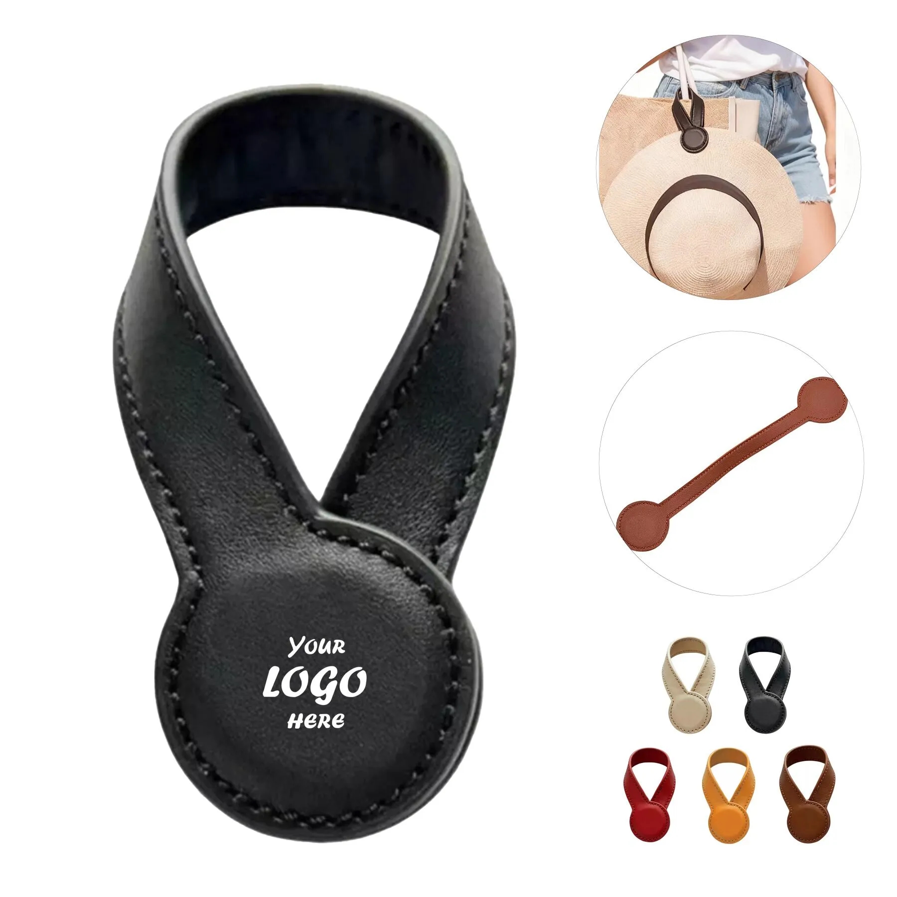 Leather Magnetic Hat Clip Holder For Travel Bag Straps