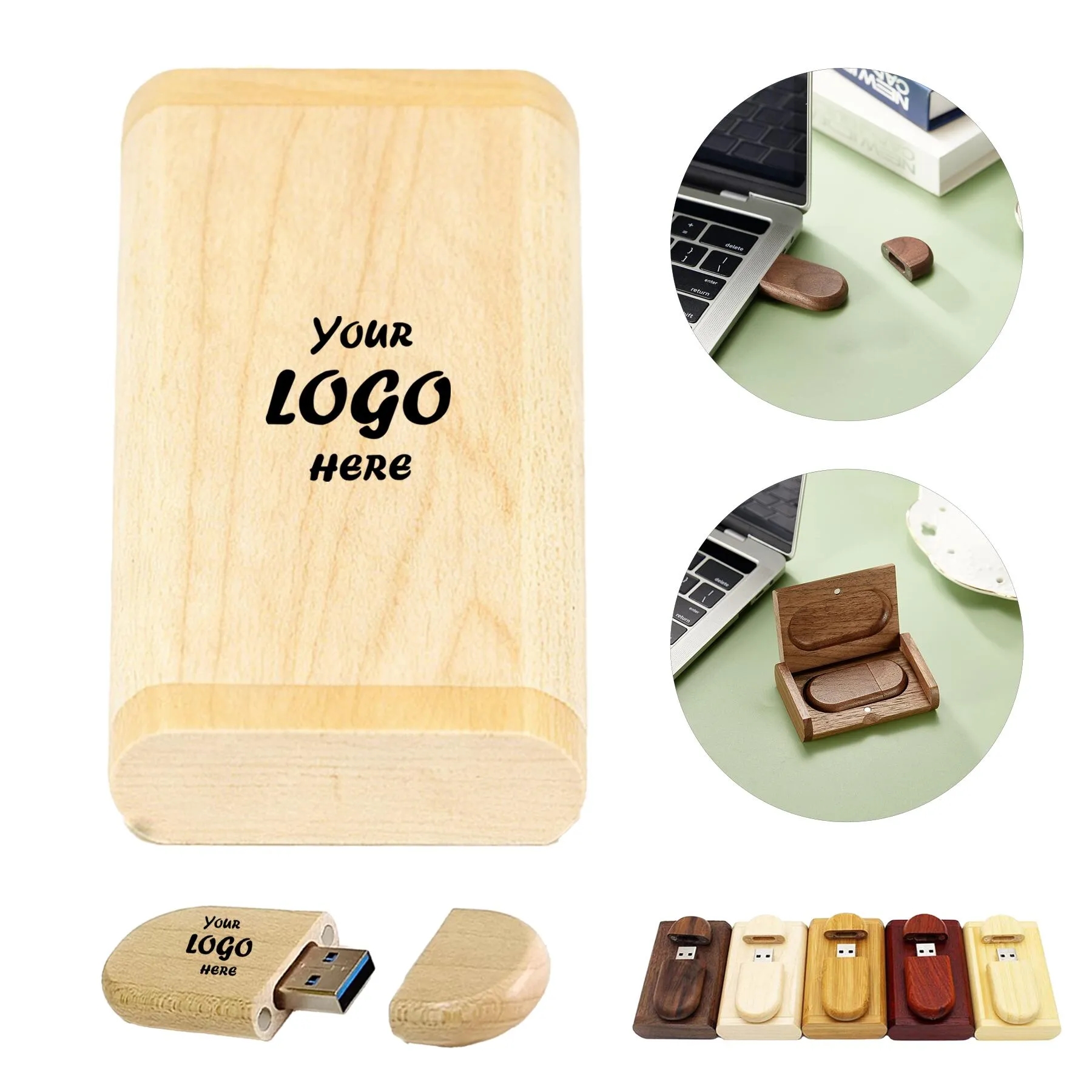 Wooden USB Flash Drive With Box For Business Files
