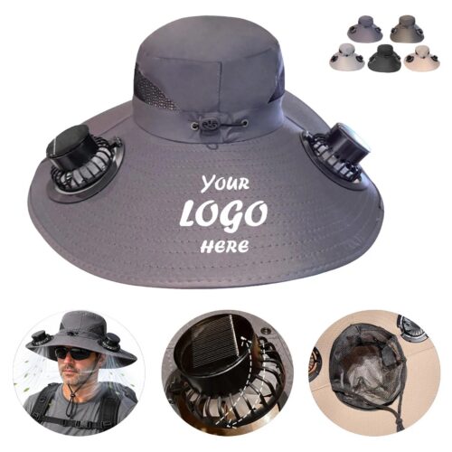 Solar Powered Cooling Fan Hat With Wide Brim Design