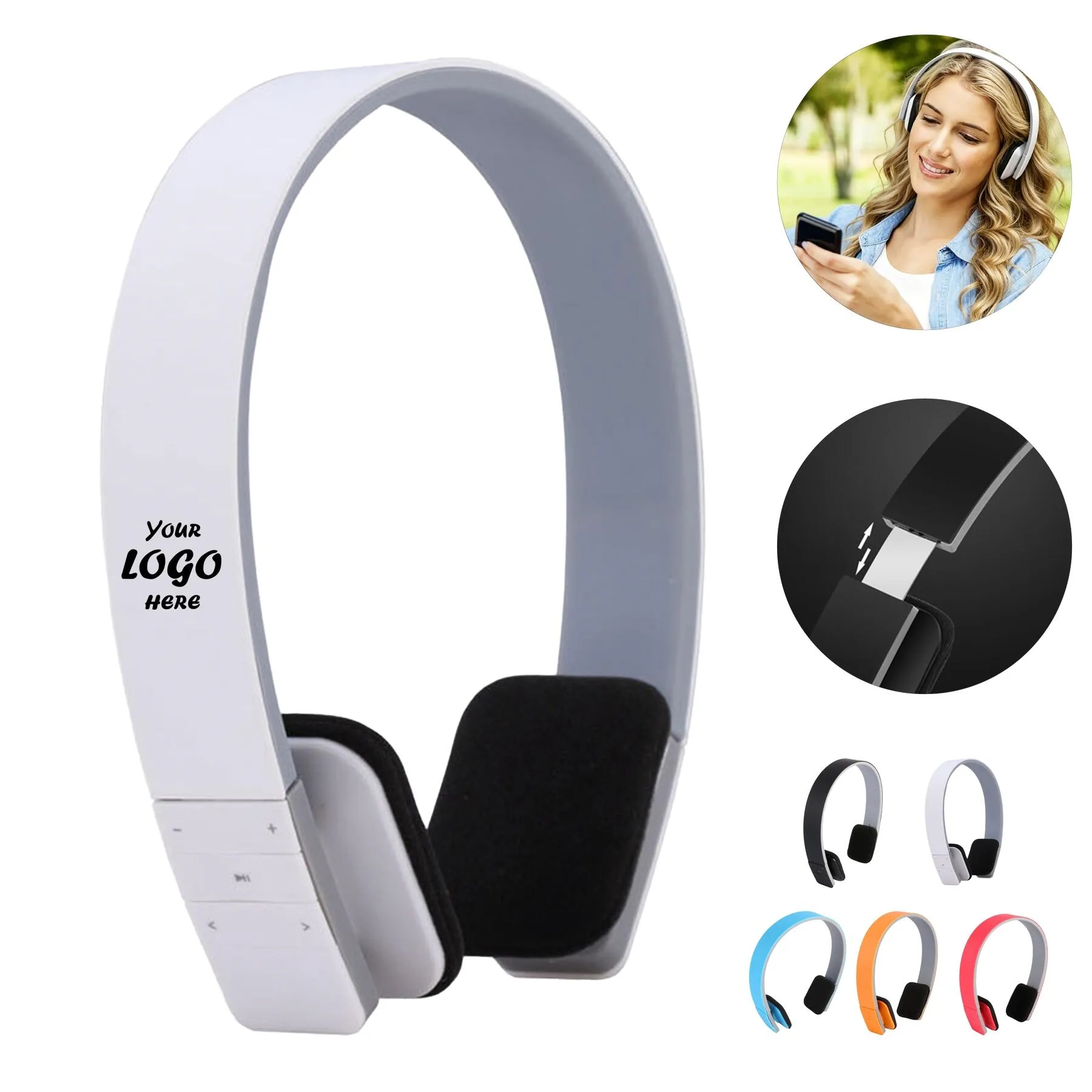 Retractable Wireless Headset With Deep Bass Sound Audio