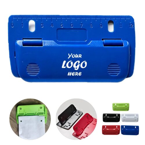 Flat Two Hole Paper Punch With Built In Ruler For Binders