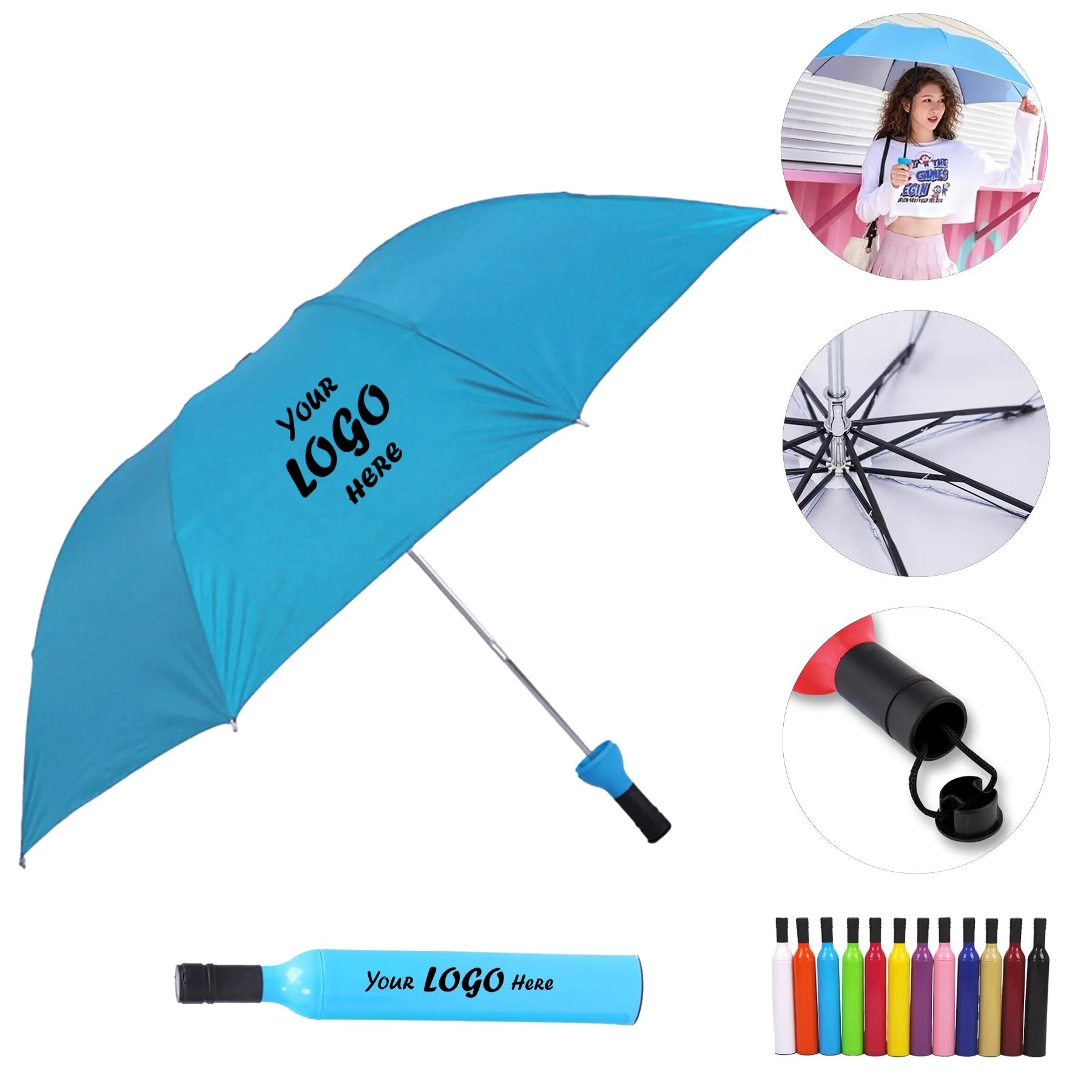 Wine Bottle Case Folding Umbrella For Travel And Gifts