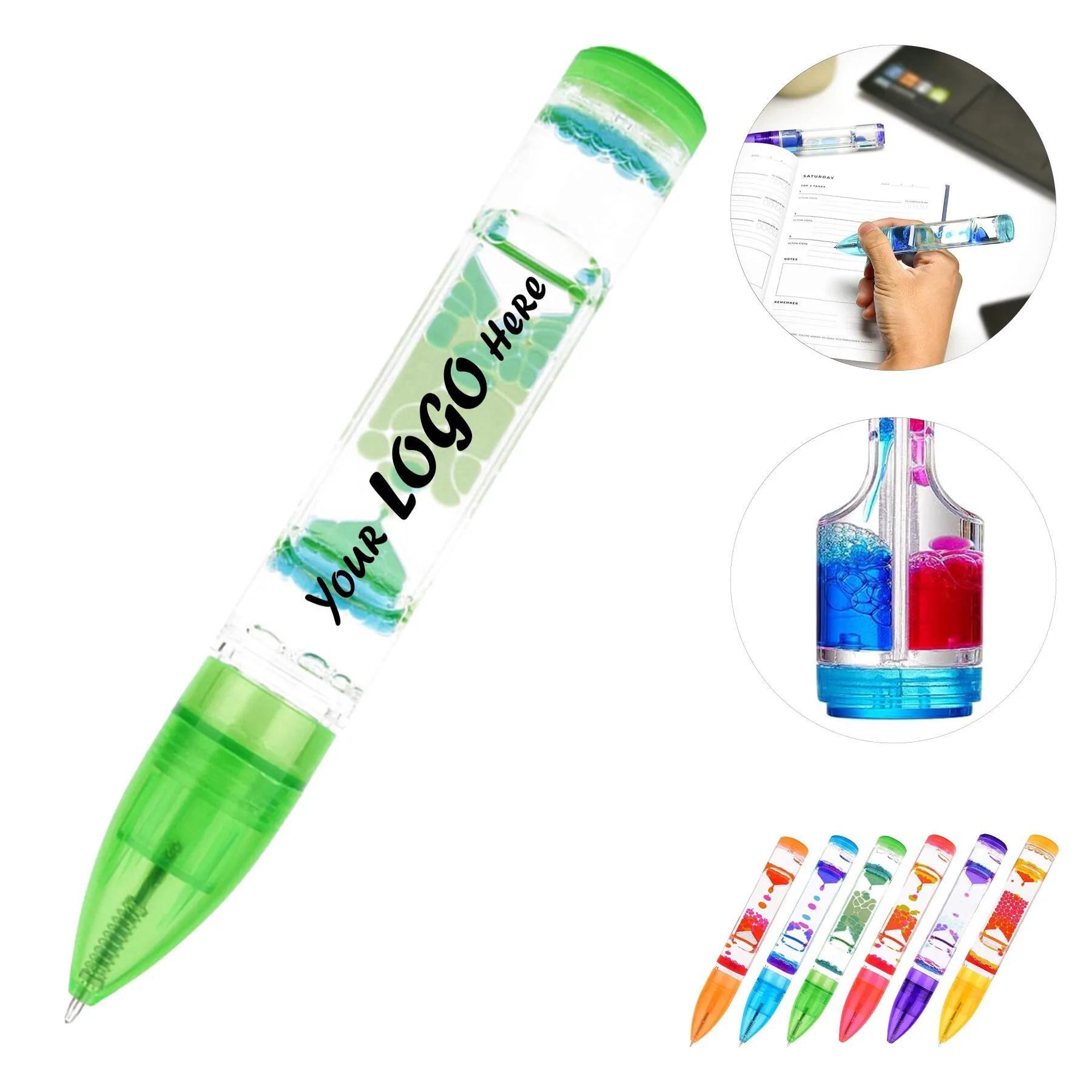 Soothing Liquid Motion Bubbler Ballpoint Desk Pen Toy