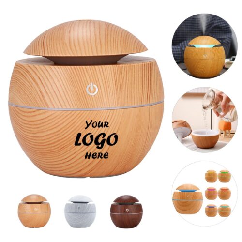 Mini Wood Grain LED Humidifier With 200 ML Water Tank