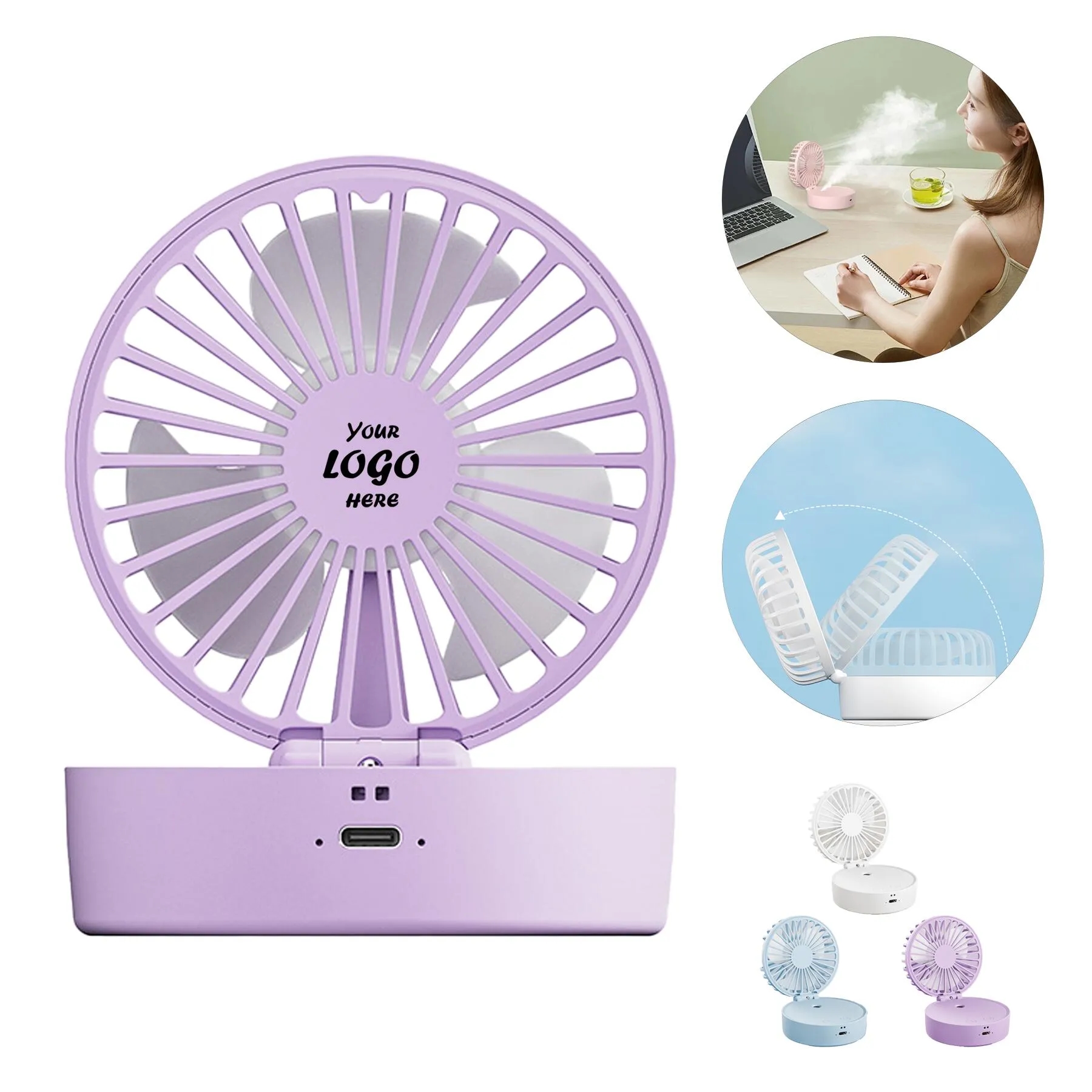 Foldable USB Misting Fan With Rechargeable Battery