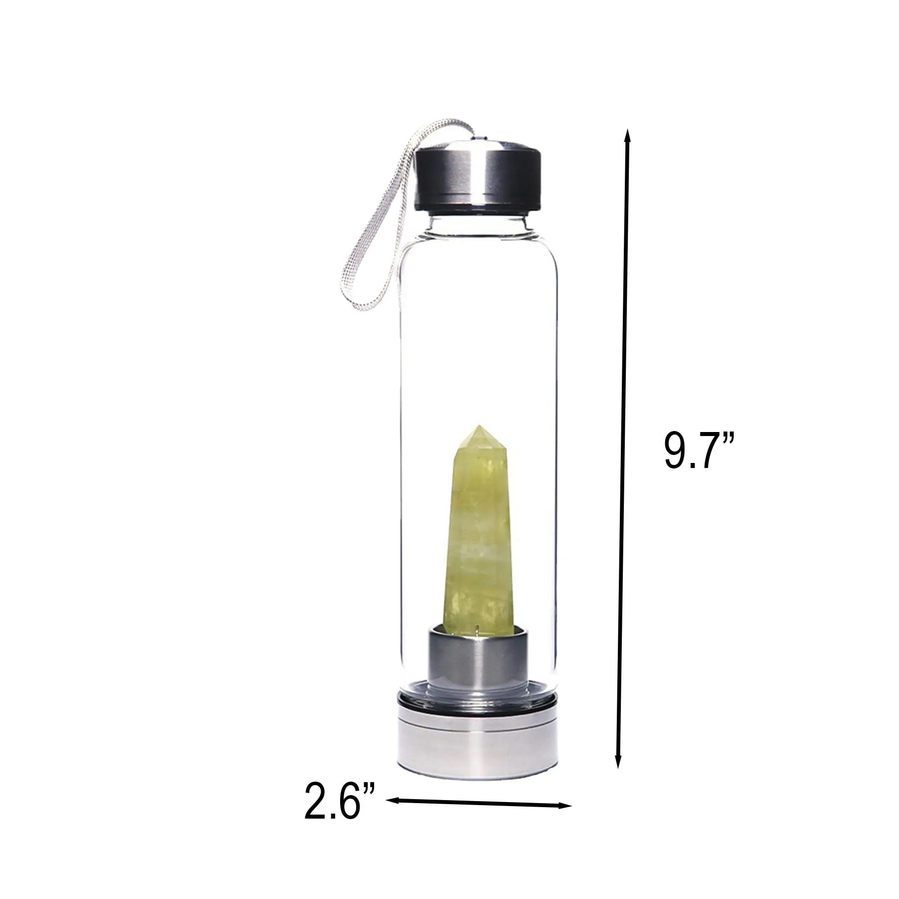18 Oz Glass Water Bottle With Crystal Column And Sleeve - Image 2