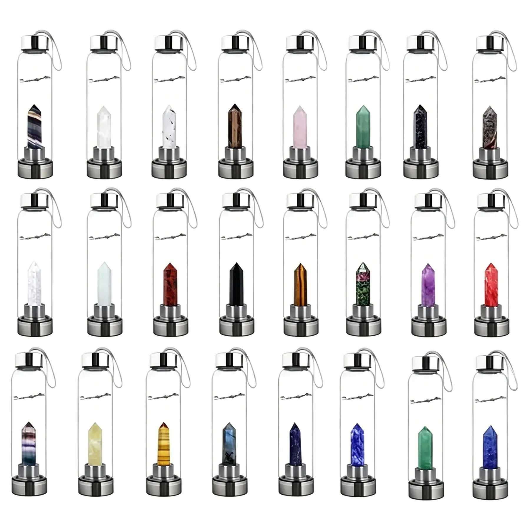 18 Oz Glass Water Bottle With Crystal Column And Sleeve - Image 3