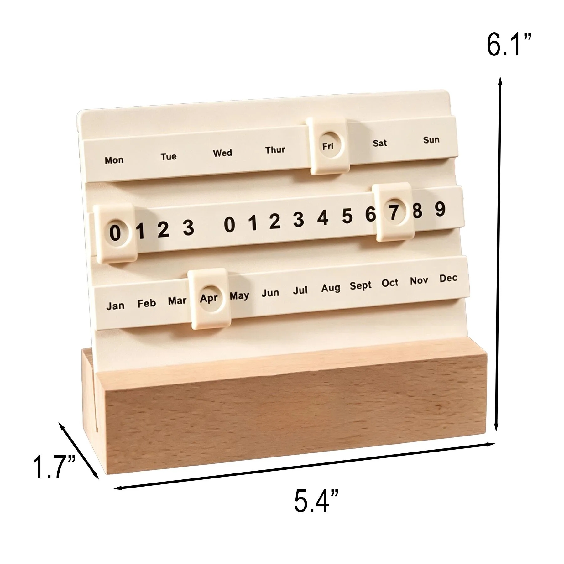 Wooden 2025 Desk Calendar With Adjustable Date Sliders - Image 2