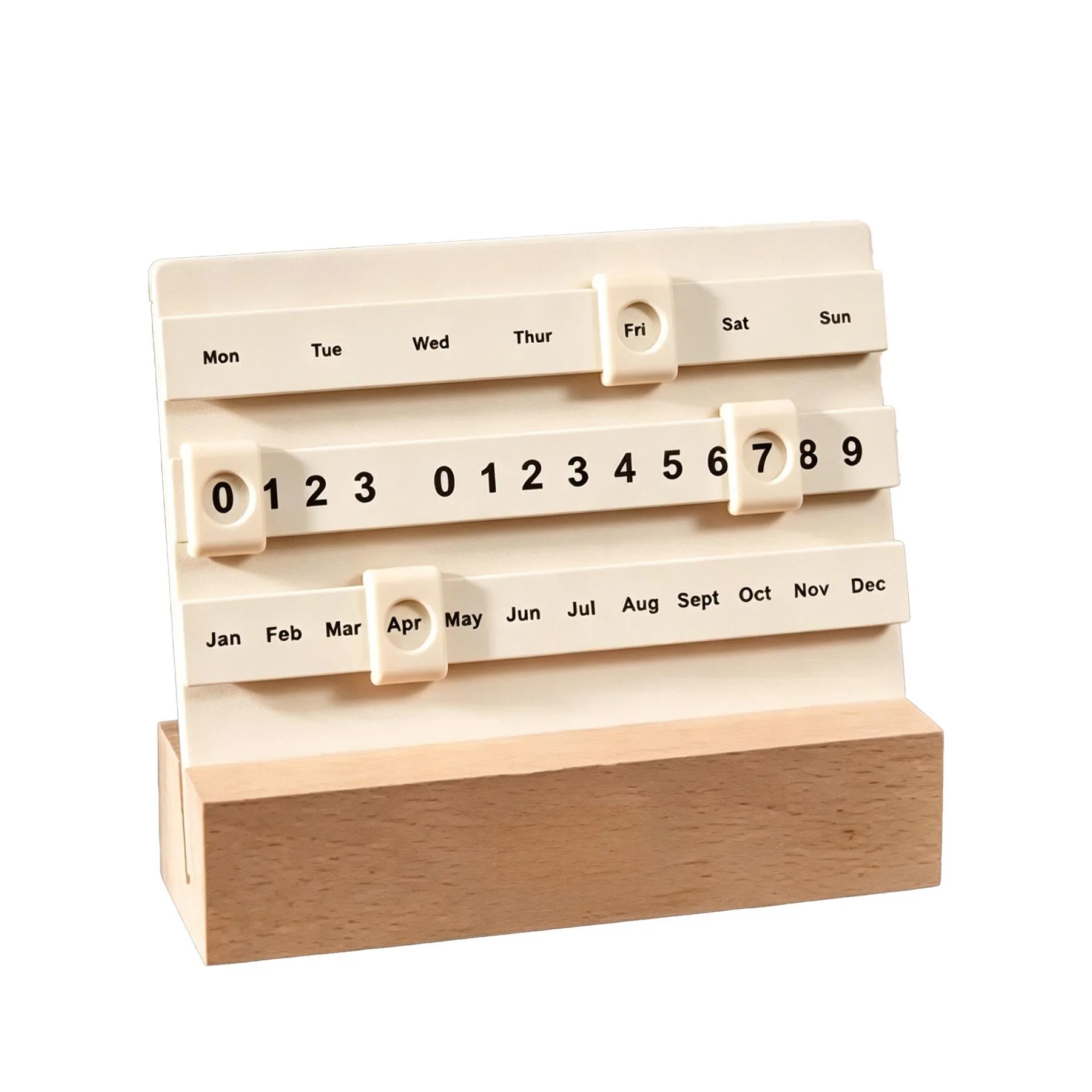Wooden 2025 Desk Calendar With Adjustable Date Sliders - Image 3
