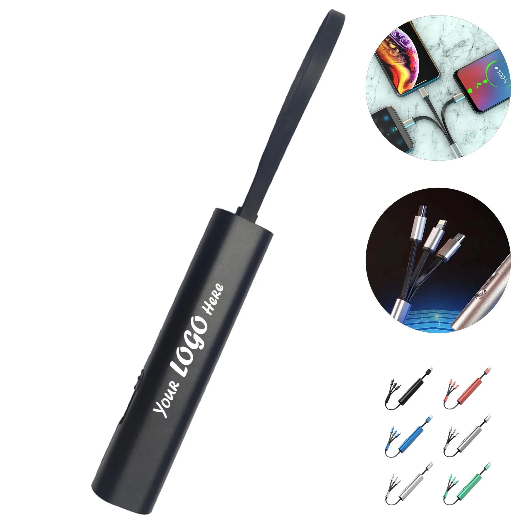 Retractable 3 In 1 Metal Charging Cable For Travel