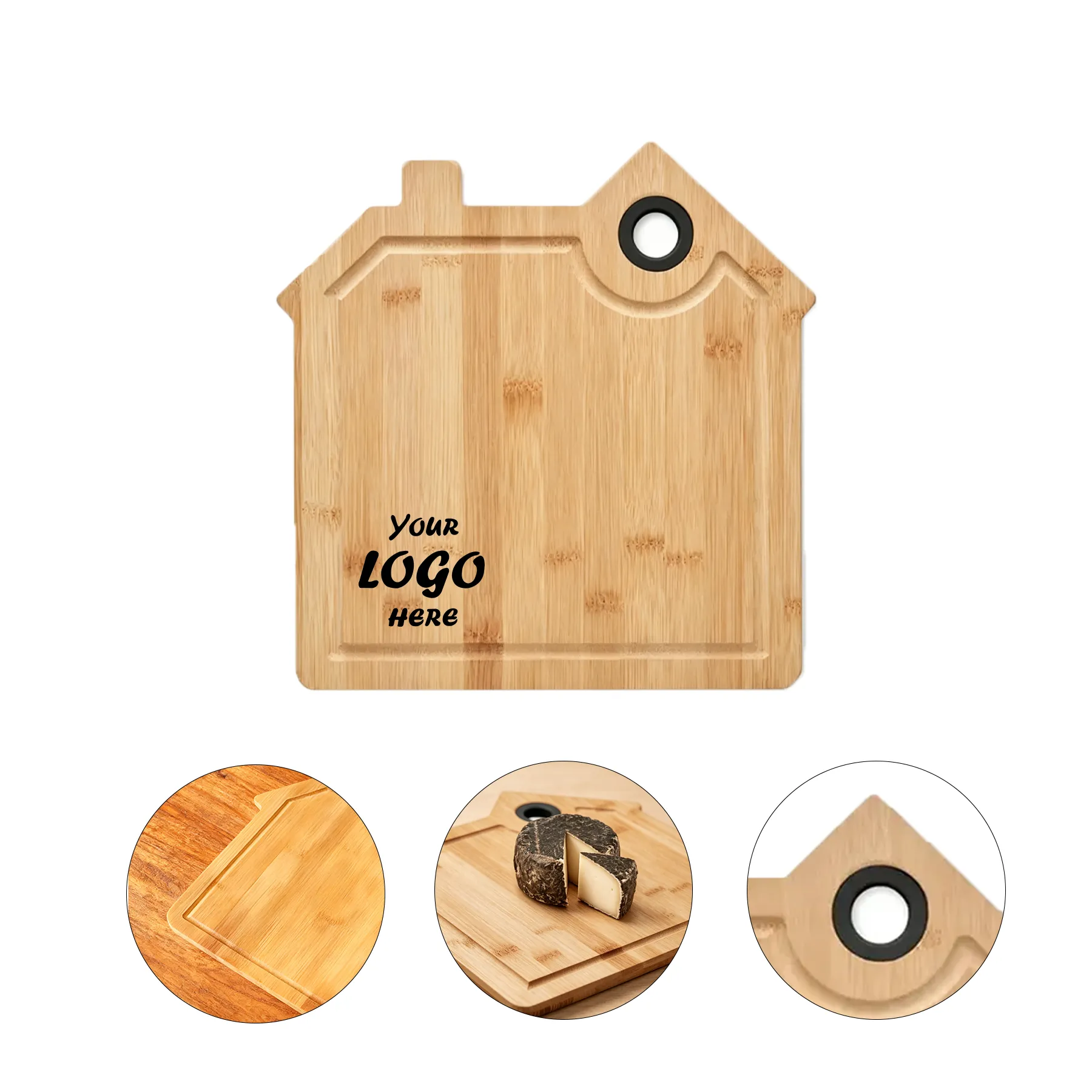House Shaped Bamboo Cutting Board With Juice Groove