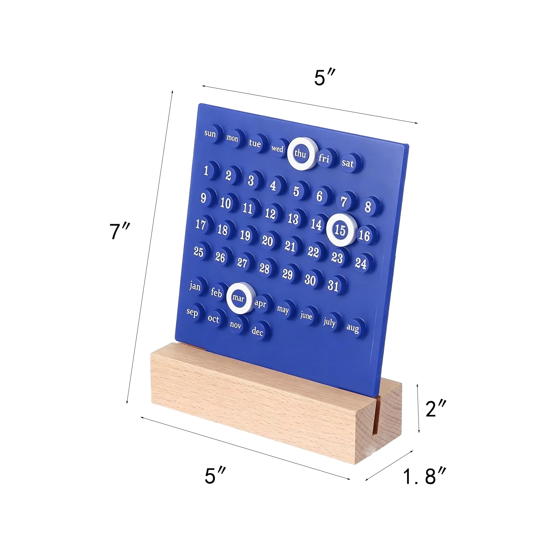 Vintage Wood Perpetual Desk Calendar With Date Blocks - Image 2