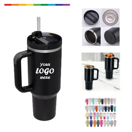 Large 40 Oz Insulated Tumbler With Handle And Straw