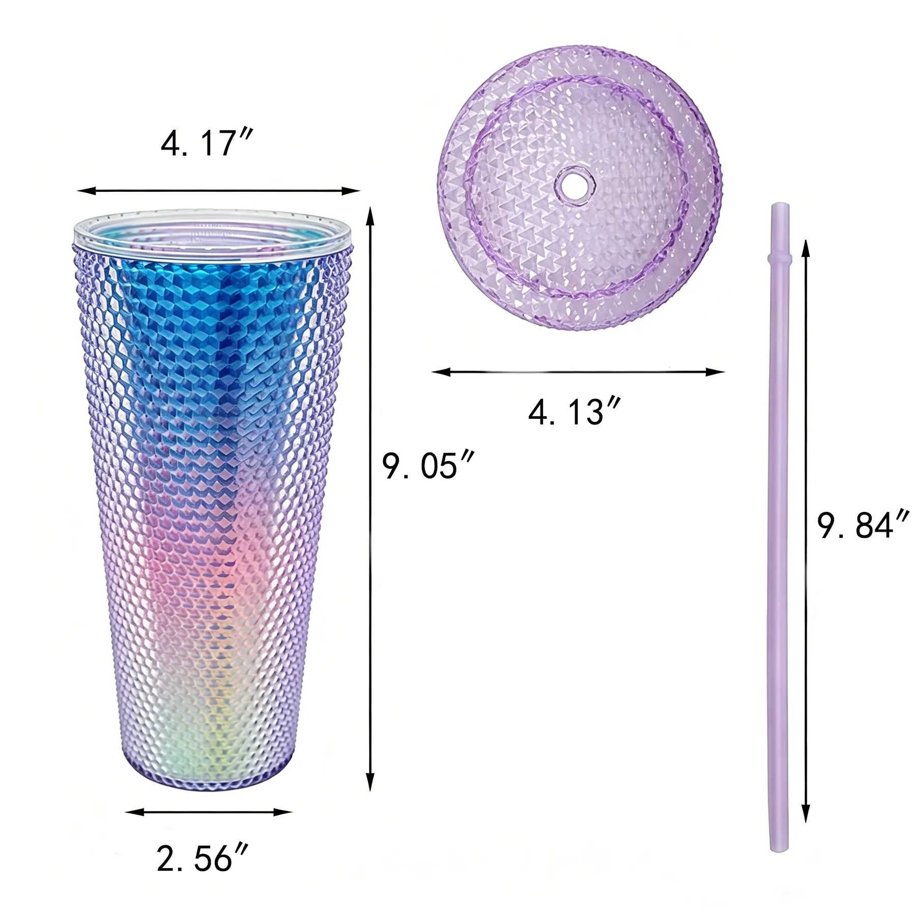 Bright 24 Oz Diamond Grip Tumbler With Straw And Lid - Image 2
