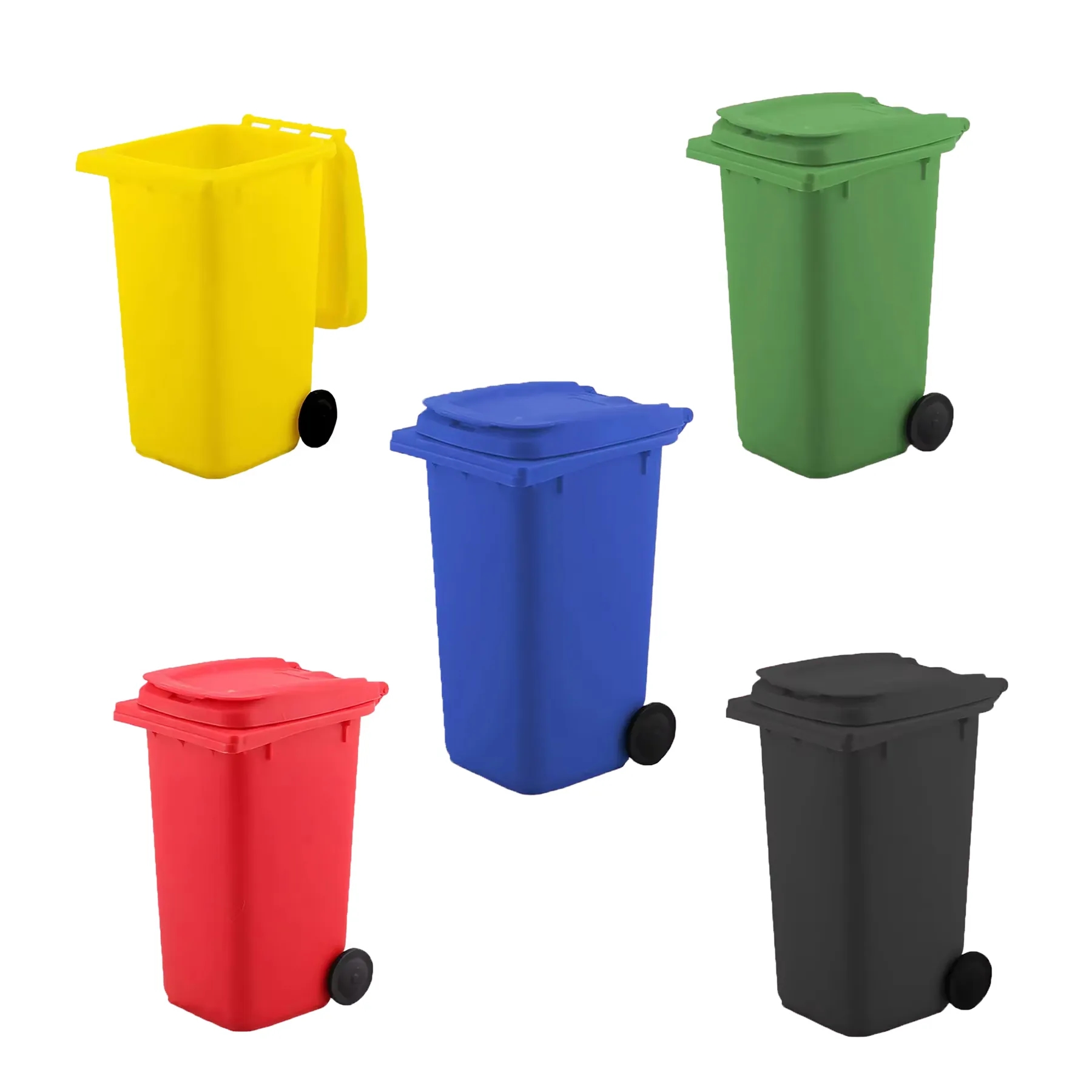 Novelty Mini Trash Can Desk Pen Holder With Wheels - Image 3