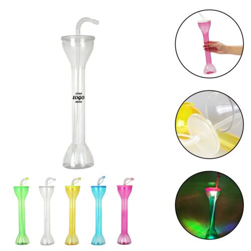 LED Flashing Yard Glass With Straw For Party Drinks