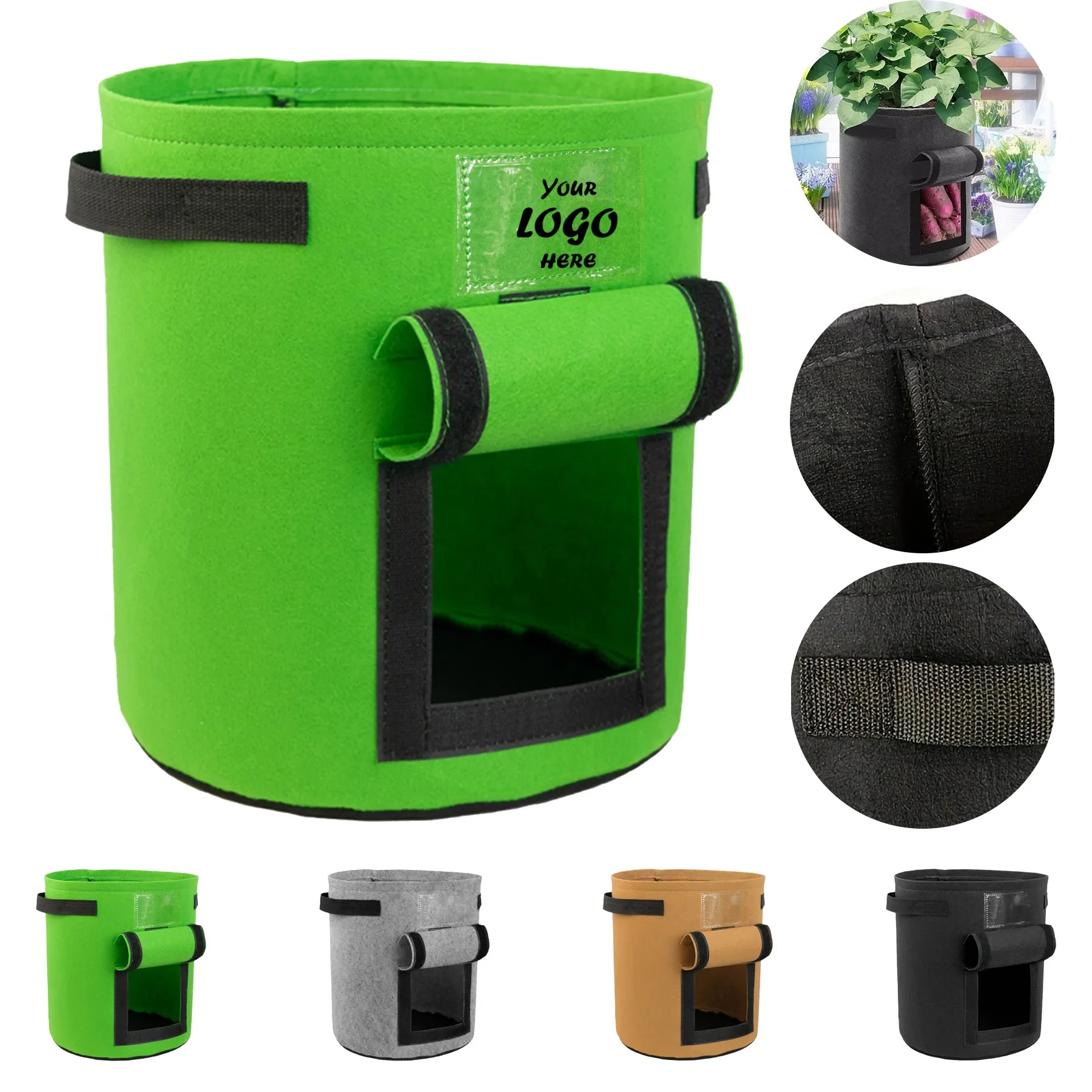 Non Woven Garden Grow Bag With Harvest Access Window