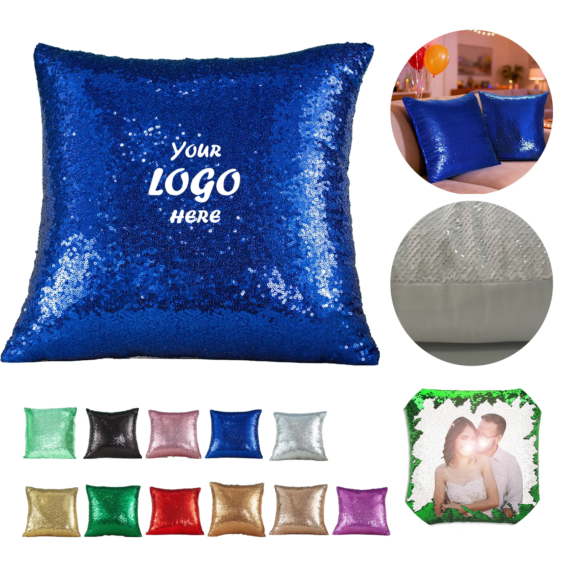 Reversible Sequin Throw Pillow Cover