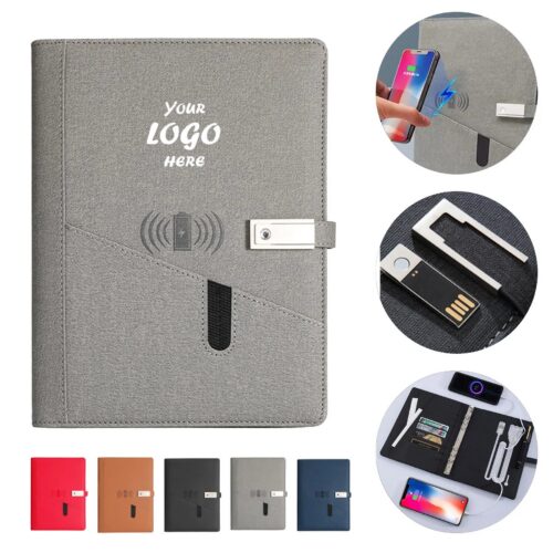 Wireless Charging Notebook With Power Bank And USB Drive