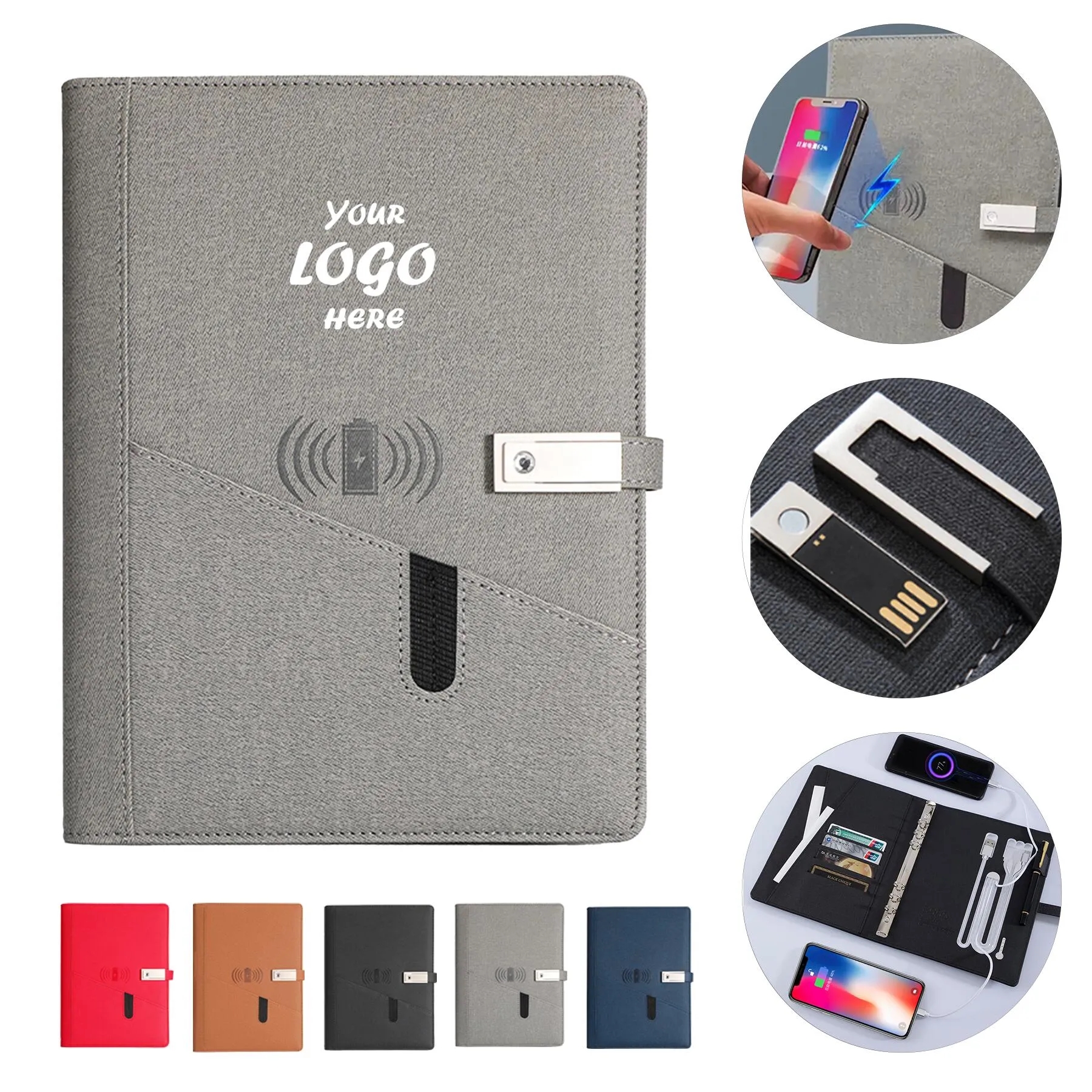 Wireless Charging Notebook With Power Bank And USB Drive