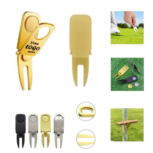 Multifunctional Golf Cigar Holder With Divot Tool And Magnet